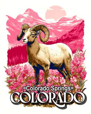 Graphic Bighorn Sheep Ram - Colorado Springs Souvenir Art Print