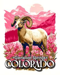 Graphic Bighorn Sheep Ram -  Glenwood Springs Souvenir Art Print