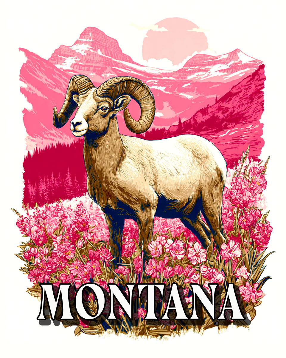 Graphic Bighorn Sheep Ram -  Montana Souvenir Art Print