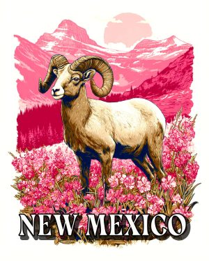 Graphic Bighorn Sheep Ram -  New Mexico Souvenir Art Print