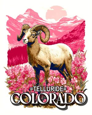 Graphic Bighorn Sheep Ram -  Telluride Souvenir Art Print