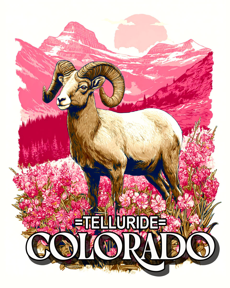 Graphic Bighorn Sheep Ram -  Telluride Souvenir Art Print