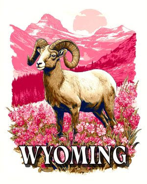 Graphic Bighorn Sheep Ram -  Wyoming Souvenir Art Print