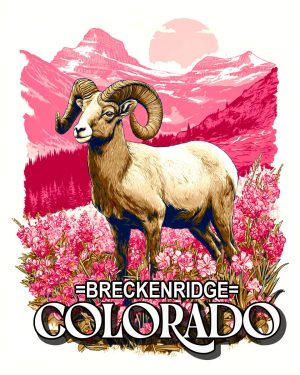 Graphic Bighorn Sheep Ram - Breckenridge, Colorado Souvenir Art Print