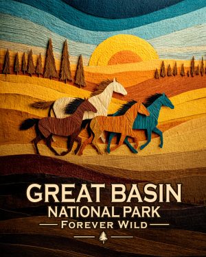 Great Basin National Park Nevada - Forever Wild Horse Scene Souvenir Art Print