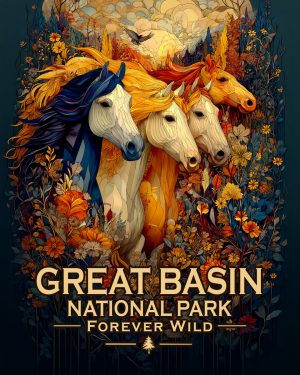 Great Basin National Park Nevada - Forever Wild Horses Souvenir Art Print