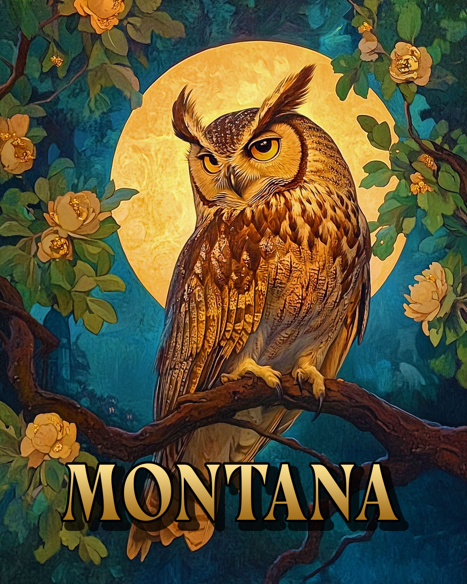 Great Horned Owl -  Montana Souvenir Art Print