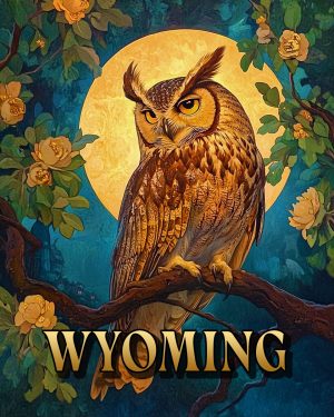 Great Horned Owl -  Wyoming Souvenir Art Print