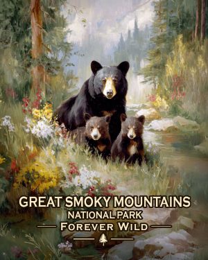 Great Smoky Mountains  - Forever Wild - Black Bear Mother and Cubs