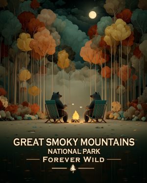 Great Smoky Mountains  - Forever Wild - Black Bears Roasting Marshmallows