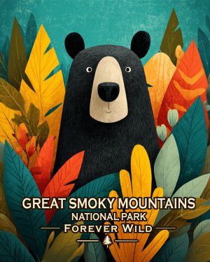 Great Smoky Mountains  - Forever Wild - Mid Century Modern Black Bear