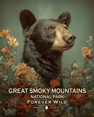 Great Smoky Mountains  - Forever Wild - Vintage Style Black Bear