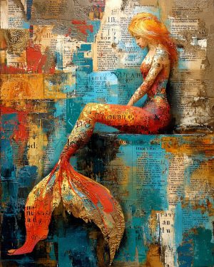 Grunge Mermaid Wall Art Print