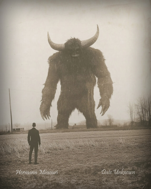 Hermann, Missouri - Uh Oh - Vintage Style Agriculture Cryptid Photo