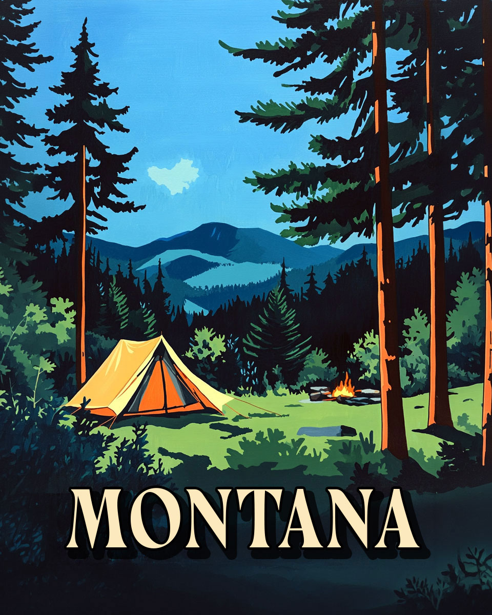 High Country Camping -  Montana Souvenir Art Print