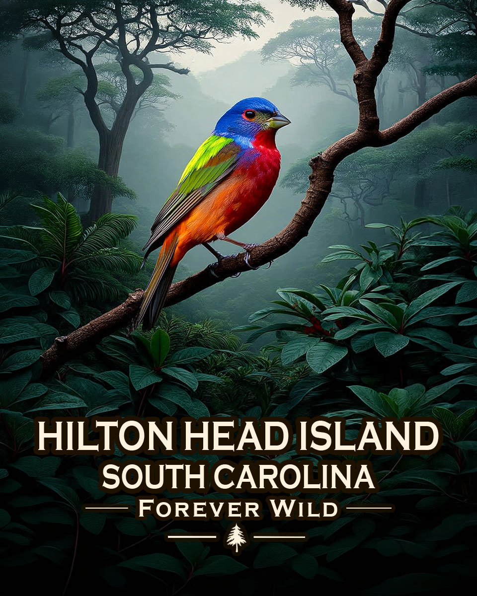 Hilton Head Island South Carolina - Forever Wild - Painted Bunting Souvenir Art Print