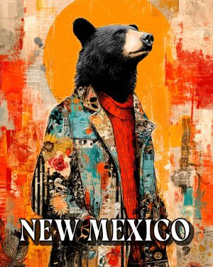 Hipster Bear -  New Mexico Souvenir Art Print