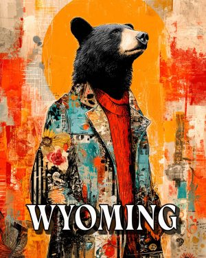 Hipster Bear -  Wyoming Souvenir Art Print