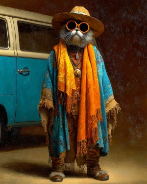 Hombre Harry from El Paso - Hippie Cat Art Prints