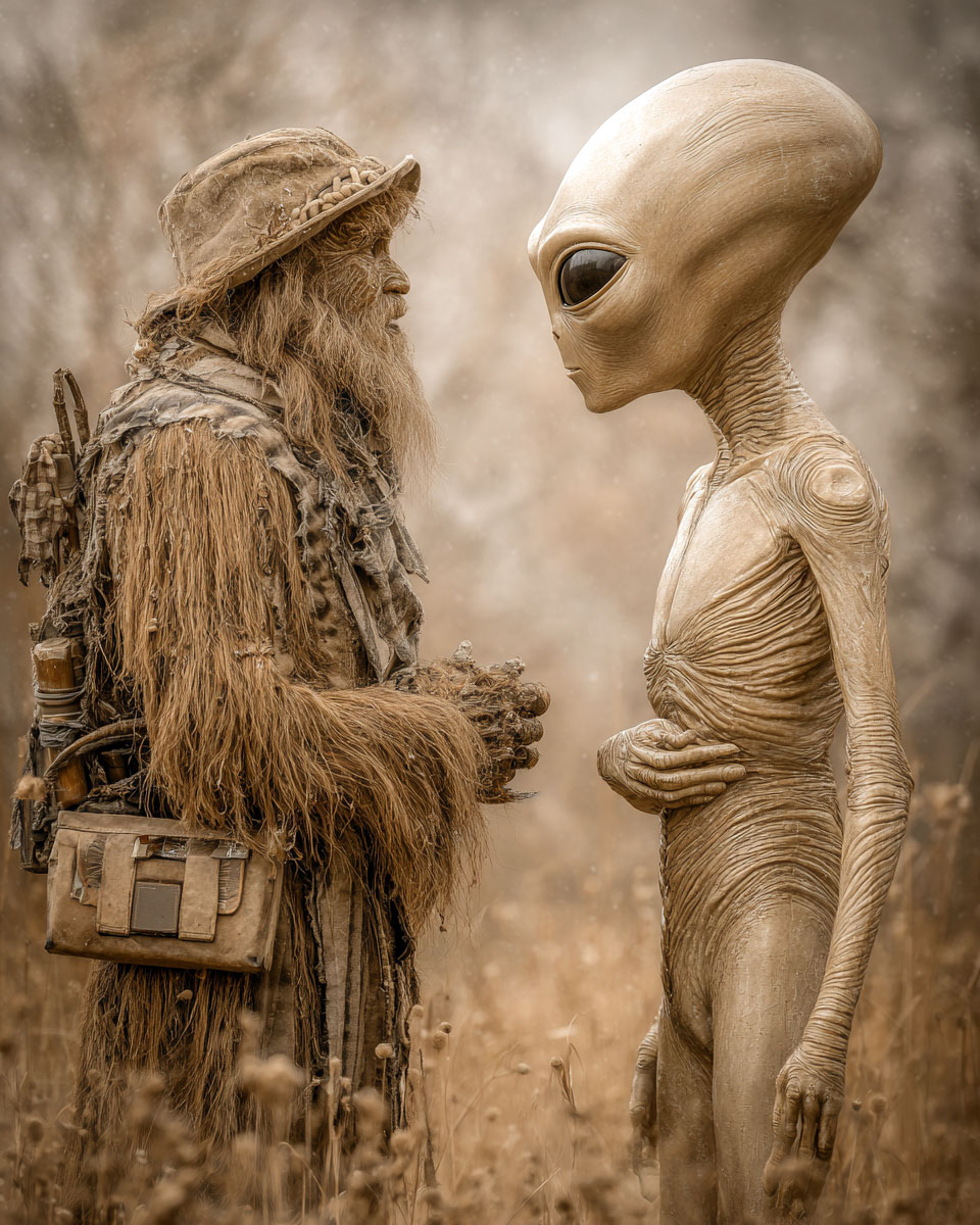 It May Not Be as Bad as You Think -  Funny Bigfoot Alien Artwork