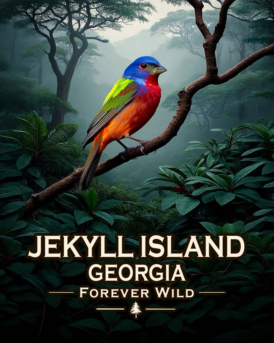 Jekyll Island Georgia - Forever Wild - Painted Bunting Souvenir Art Print