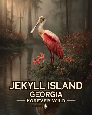 Jekyll Island, Georgia - Forever Wild - Souvenir Roseate Spoonbill Art Print