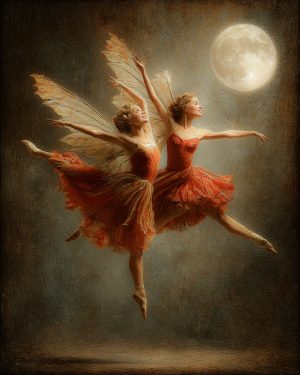 Joyous Fairies Dance Under the Moon - Faires Art Print