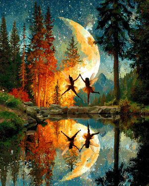 Joyous Fairies Dance at Midnight - Fairy Art Print
