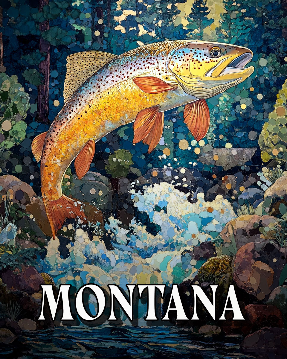 Jumping Trout  -  Montana Souvenir Art Print