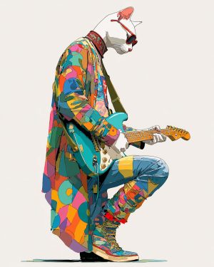 Kool Kat Freakin Freddy - Cats and Music Art Prints