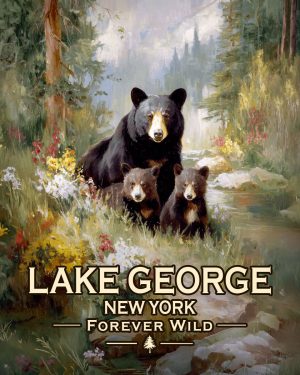 Lake George  - New York - Forever Wild - Black Bear Mother and Cubs