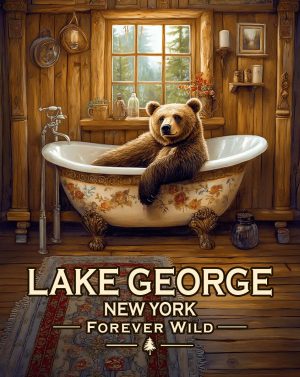 Lake George  - New York - Forever Wild - Black Bear in Tub