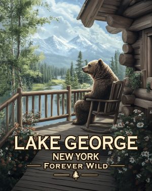 Lake George  - New York - Forever Wild - Black Bear on Porchpng
