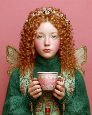 Laurel Sunpetal Enjoying a Cup of Tea - Faires Art Print