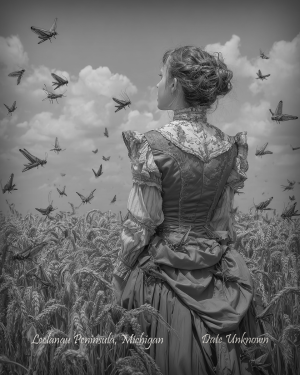 Leelanau, Peninsula Michigan - Observing the Locus Swarm - Vintage Style Agriculture Cryptid Photo