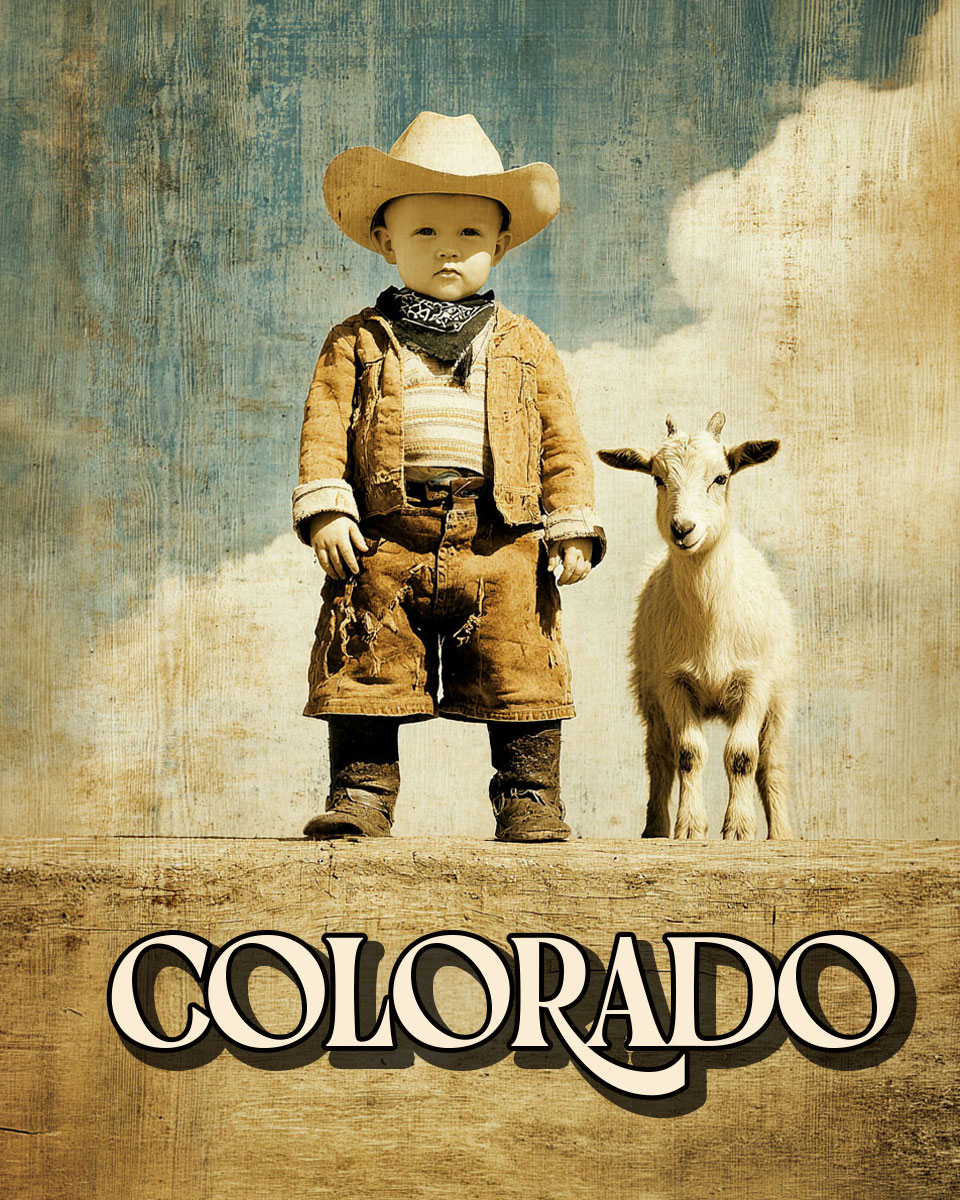 Lil Cowboy and Billy Goat - Colorado Souvenir Art Print