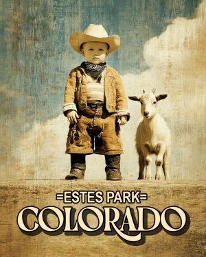 Lil Cowboy and Billy Goat -  Estes Park Souvenir Art Print