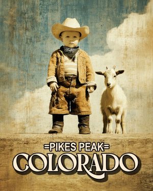 Lil Cowboy and Billy Goat -  Pikes Peak Souvenir Art Print