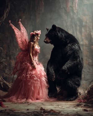 Listening to a Troubled Bear - Fairy Art Print
