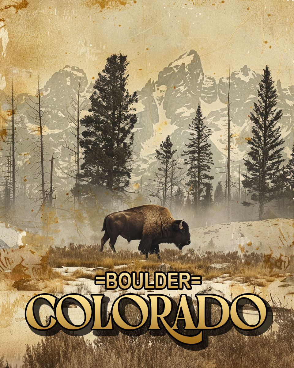 Lone Bison in the High Country - Boulder Colorado Souvenir Art Print.jpg
