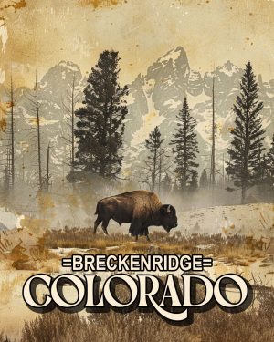 Lone Bison in the High Country - Breckenridge, Colorado Souvenir Art Print