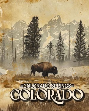 Lone Bison in the High Country - Colorado Springs Souvenir Art Print