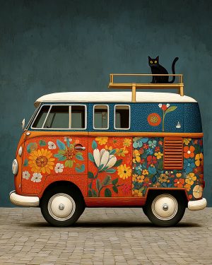 Luna Doesn't Want to Be Left at Home - Hippie Cat Art Prints