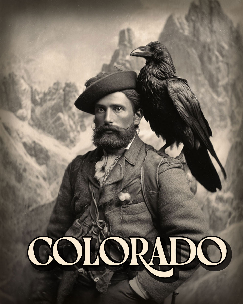 Man and Raven - Colorado Souvenir Art Print