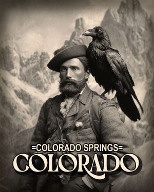 Man and Raven - Colorado Springs Souvenir Art Print