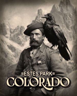 Man and Raven -  Estes Park Souvenir Art Print