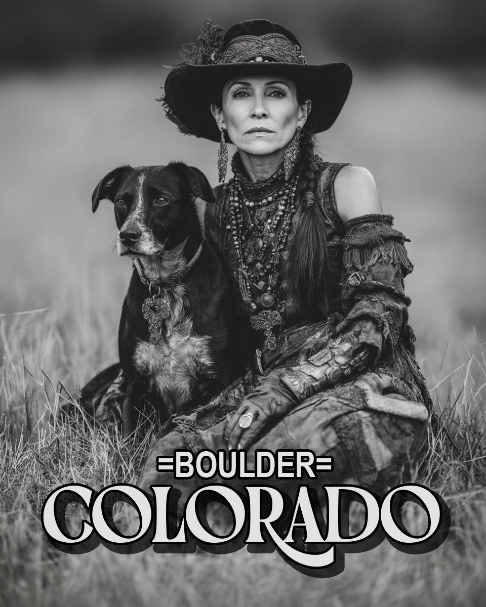 Mariam with Her Dog - Boulder Colorado Souvenir Art Print.jpg