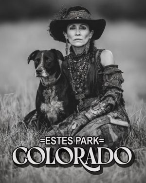 Mariam with Her Dog -  Estes Park Souvenir Art Print