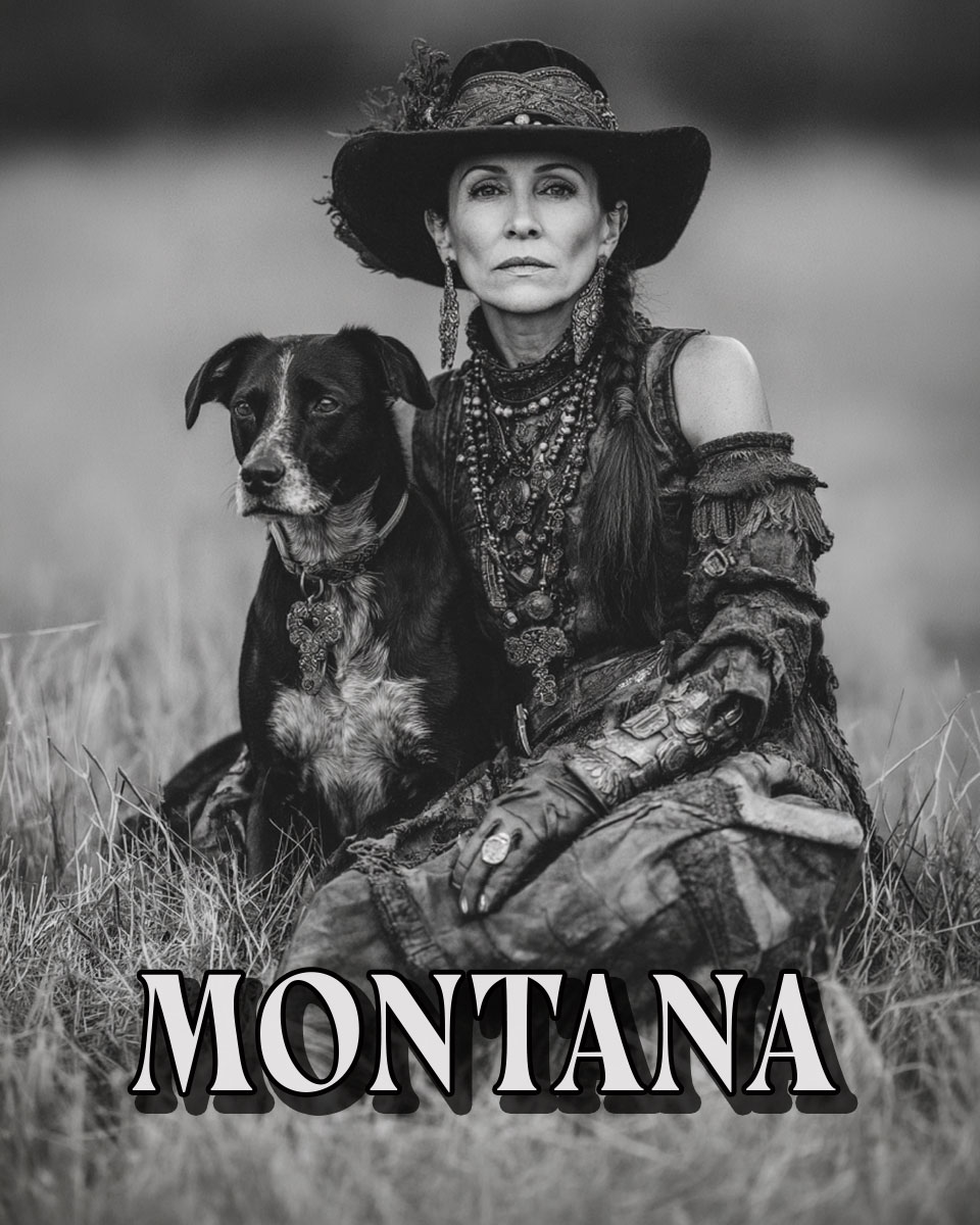 Mariam with Her Dog -  Montana Souvenir Art Print