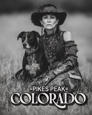 Mariam with Her Dog -  Pikes Peak Souvenir Art Print